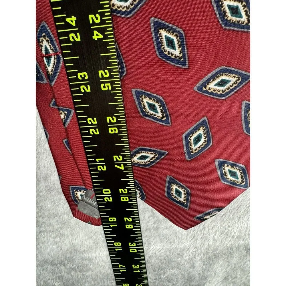 Robert‎ Talbott Silk Necktie Burgundy Red Geometric Print Tie Holiday 58